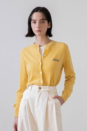 Silver Logo Standard Cashmere Cardigan (Yellow)