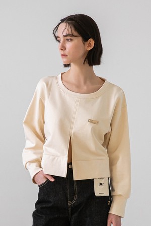 Layered Slit Point Sweatshirt (Ivory)