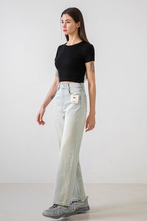 Semi Wide Denim Pants (Lightblue)