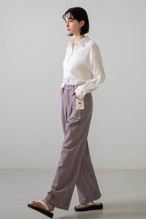 Two Pintuck Wide Denim Pants (Purple)