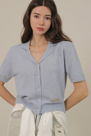 Collar Cool Knit Cardigan (Skyblue)