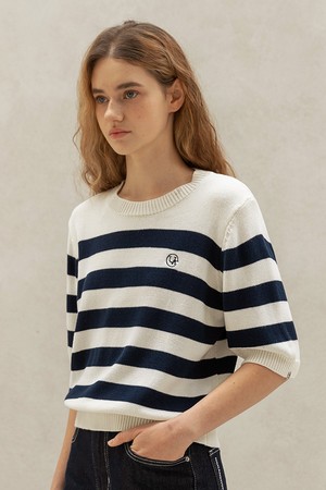 LOGO STRIPE HALF KNIT (IVORY)