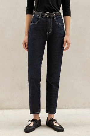 ESSENTIAL NON-FADED SELVEDGE DENIM BAGGY PANTS (DARK BLUE)