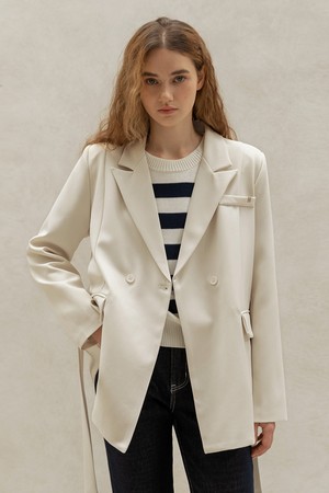 BELTED DOUBLE BREASTED JACKET (IVORY)