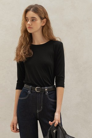 SLIM SPAN ROUND T-SHIRT (BLACK)