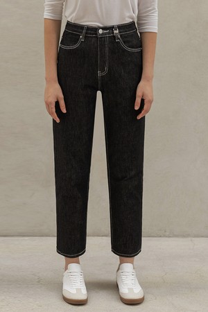 ESSENTIAL NON-FADED SELVEDGE DENIM BAGGY PANTS (BLACK)