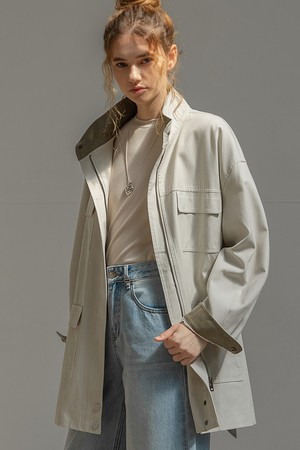 COTTON WORK HALF JACKET (WARM GRAY)