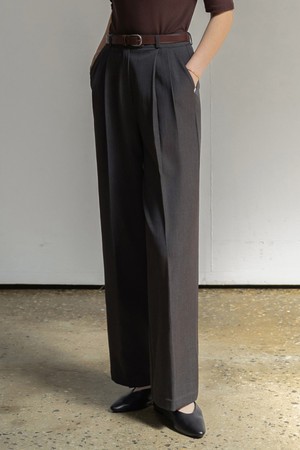 WIDE LEG  TAILORED SLACKS (CHARCOAL)