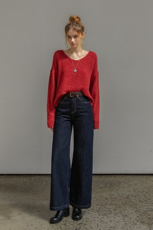 WIDE LOW RISE DENIM PANTS (DEEP INDIGO)