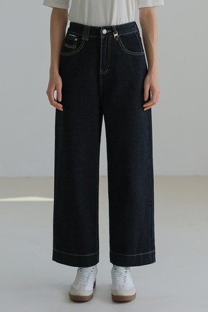 STITCH  RAW WIDE DENIM PANTS (DEEP INDIGO)