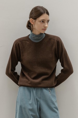 BASIC WOOL CREWNECK KNIT (BRWON)