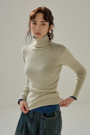 HIGH TURTLENECK KNIT (SNOW WHITE)