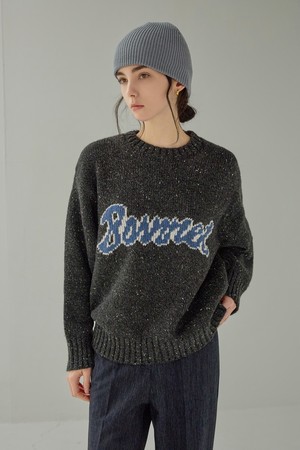 COZY LETTERING PULLOVER SWEATER (CHARCOAL)