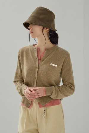 SILVER LOGO STANDARD CASHMERE CARDIGAN (BEIGE)