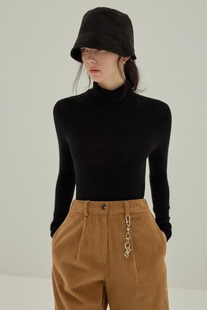 BASIC WOOL TURTLENECK T-SHIRT (BLACK)