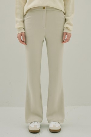 BOOTCUT LEG ELASTIC SLACKS (CREAM BEIGE)