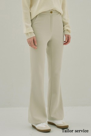 BOOTCUT LEG ELASTIC SLACKS (CREAM BEIGE)