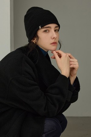 REBBED WOOL KNIT BEANIE (BLACK)