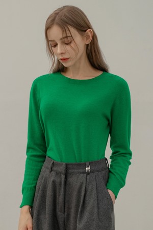 WOOL WHOLE GARMENT ROUND KNIT (GREEN)