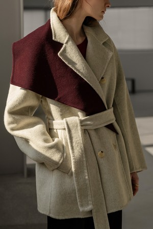 WOOL HANDMADE HALF DOUBLE COAT (IVORY)