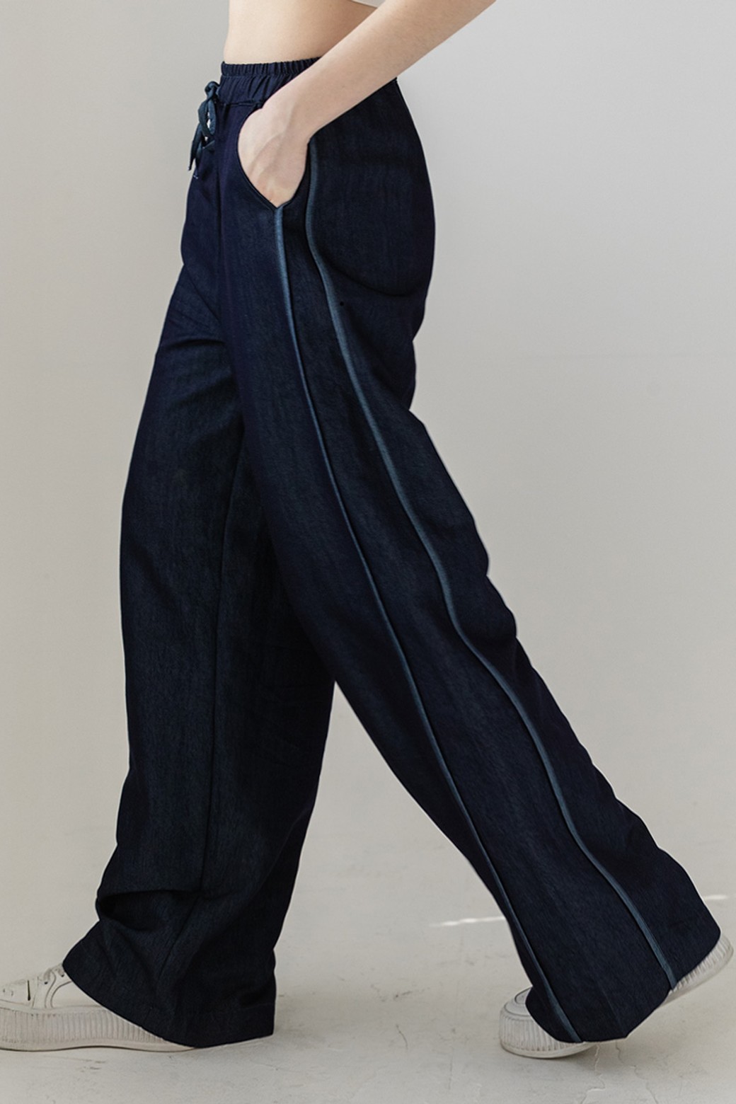 NONANDNON - 롱/미디팬츠 - SIDE LINE TRACK WIDE PANTS NNPT0002