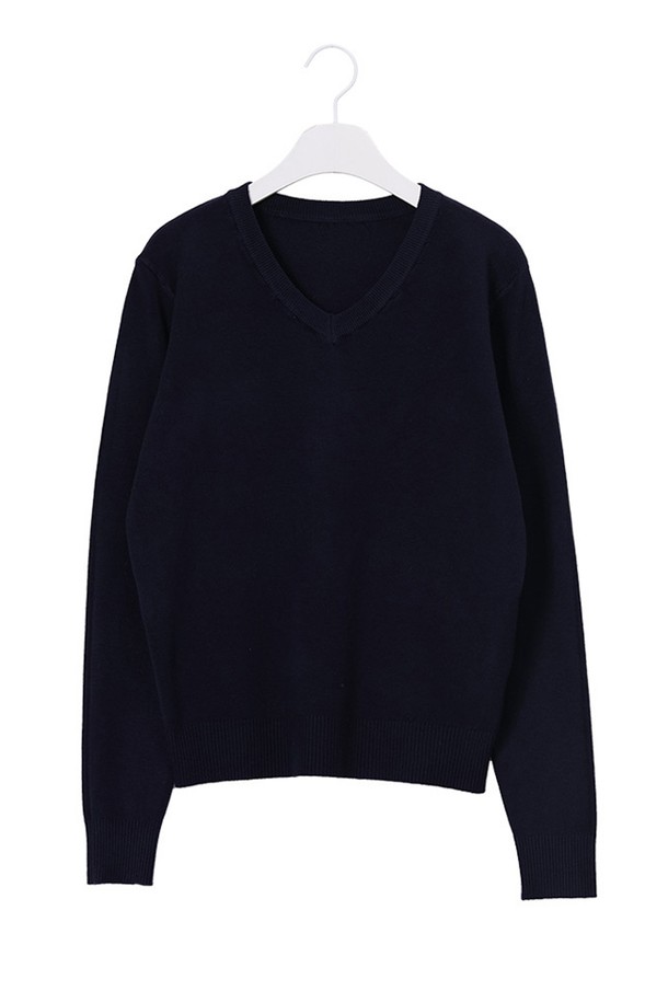 NONANDNON - 긴소매 티셔츠 - V-NECK BASIC HERRACI KNIT  NNKN0004