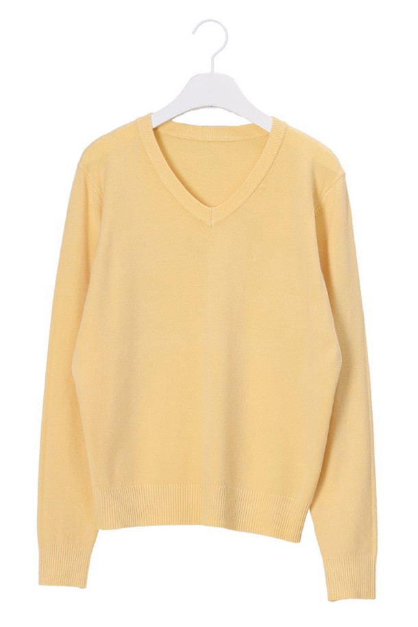 NONANDNON - 긴소매 티셔츠 - V-NECK BASIC HERRACI KNIT  NNKN0004