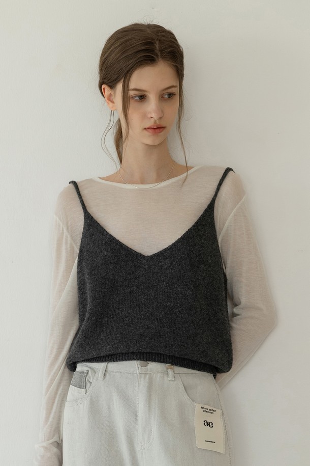 NONANDNON - 긴소매 티셔츠 - THIN NECK WOOL TENCEL SEE-THROUGH T-SHIRT NNTS0006 (IVORY)