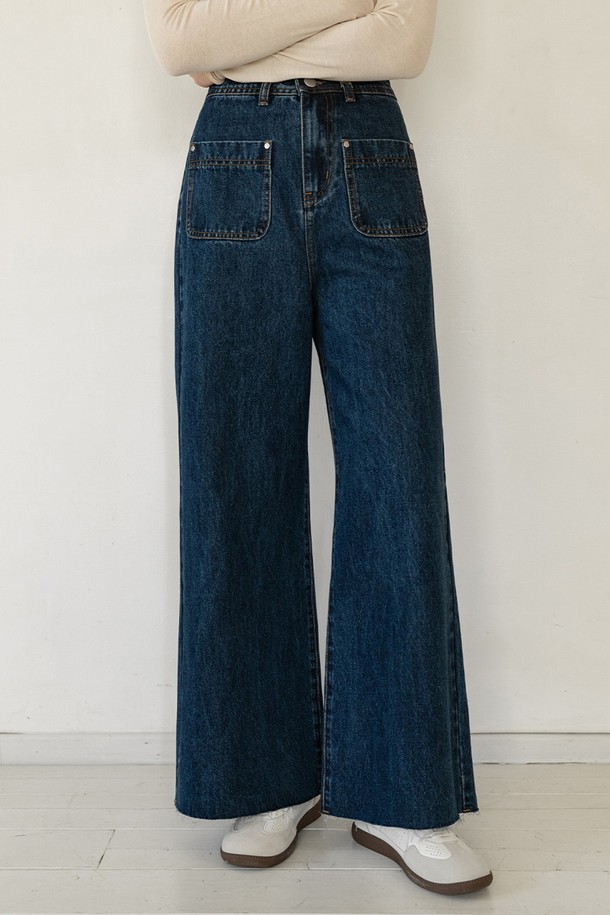 NONANDNON - 데님 - OUT POCKET HIGH-WAIST DENIM PANTS  NNDP0005