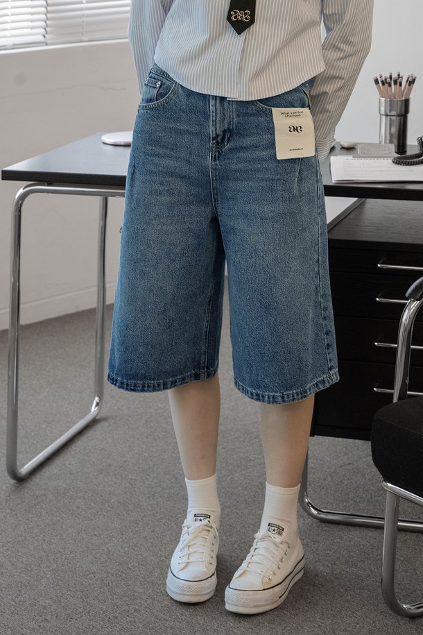 NONANDNON - 쇼트팬츠 - INCISION WASHING BERMUDA DENIM PANTS NNDP0010