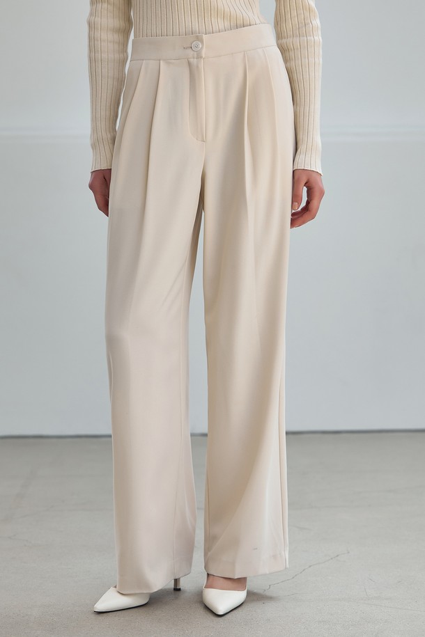 NON AND NON - 롱/미디팬츠 - HIGH-WAIST TWO PINTUCK WIDE SLACKS_NSSL520