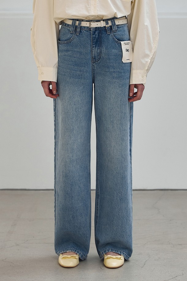 NON AND NON - 데님 - DOUBLE BELT LOOP STRAIGHT DENIM PANTS_NSDP525