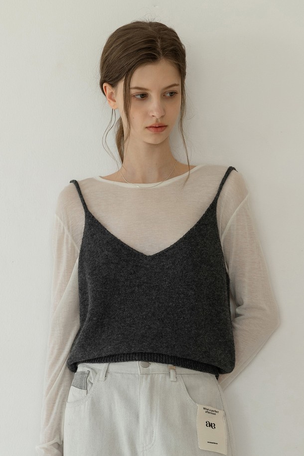 NONANDNON - 긴소매 티셔츠 - THIN NECK WOOL TENCEL SEE-THROUGH T-SHIRT NNTS0006 (IVORY)