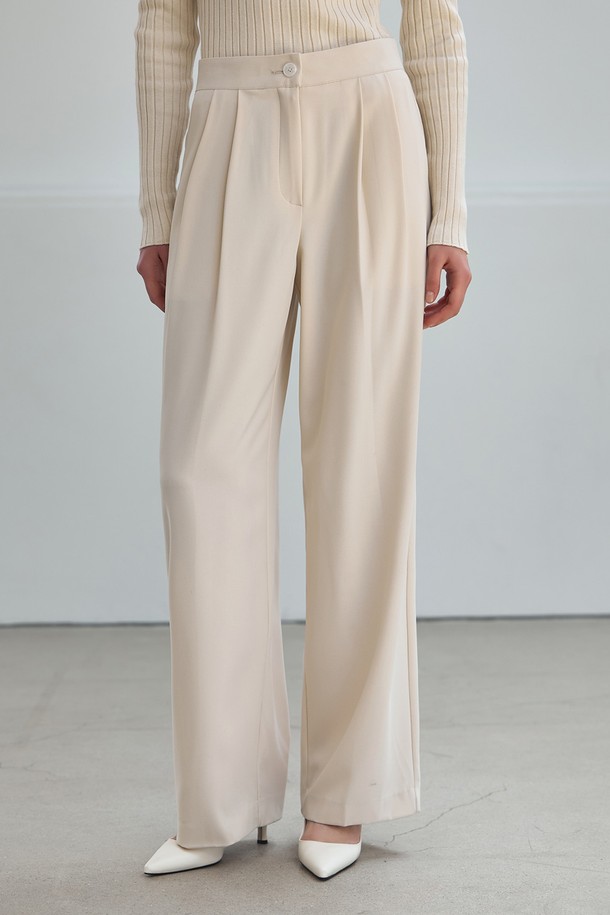 NON AND NON - 롱/미디팬츠 - HIGH-WAIST TWO PINTUCK WIDE SLACKS_NSSL520