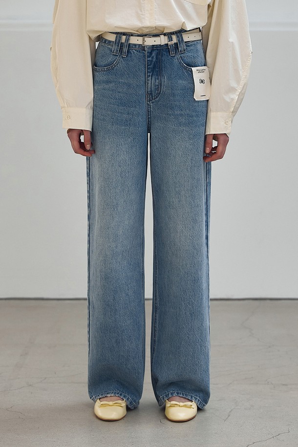NON AND NON - 데님 - DOUBLE BELT LOOP STRAIGHT DENIM PANTS_NSDP525