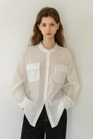 SIMPLE CHINA NECK POCKET BLOUSE_NSBL5193