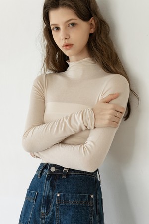 PLAIN SEE-THROUGH SLIM T-SHIRT_NSTS5206