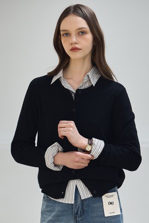 ROUND NECK CARDIGAN_NSCA509 (BLACK)