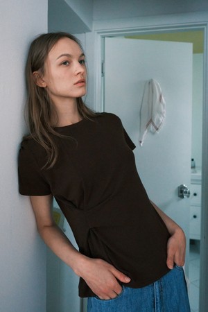 SIDE SHIRRING POINT T-SHIRT_NHTS5248