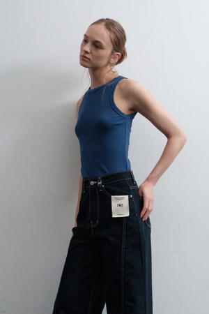 COTTON U NECK TOP_NHTS5244 (BLUE)