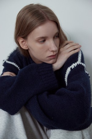 CHUNKY CRWNECK SWEATER_NFKN4140 (NAVY)