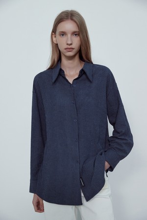 LIENA STRIPE SHIRT_NFSH50314 (NAVY)