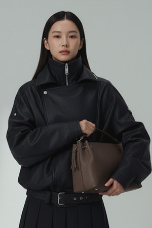 AVIGNON SYNTHETIC LEATHER RIDER DUCK DOWN PADDED JACKET_N5WJK0327