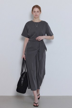 DRAPE WAIST LONG DRESS_N6SON0418