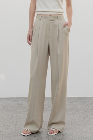 [맞춤기장] [와이드707] TUMBLE DRY WASHABLE TWO PINTUCK WIDE SLACKS_N6SSL0360