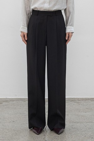 [맞춤기장] [와이드707] TUMBLE DRY WASHABLE TWO PINTUCK WIDE SLACKS_N6SSL0360