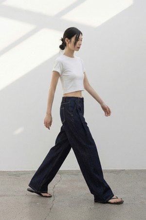 [맞춤기장] [와이드707] OT NONFADE BELT LOOP WIDE DENIM PANTS_N6SDP0364