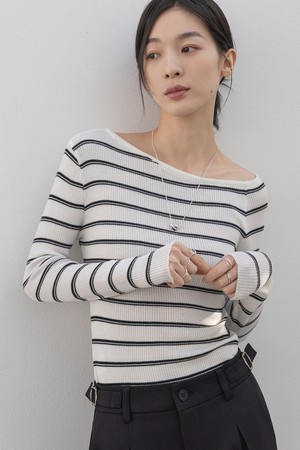 NOIR UNBAL STRIPE KNIT_N6SKN0420