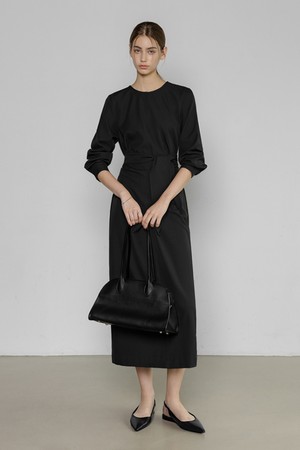 [풀슬리브.ver] DRAPE WAIST LONG DRESS_NFON6548 (블랙)