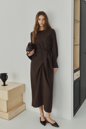 [웜터치ver] DRAPE WAIST LONG DRESS_NWON6660